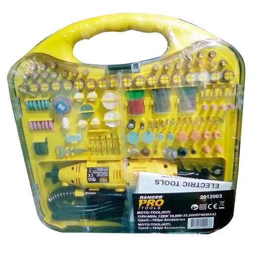 Mototool Ranger PRO 120V - 135W con 183 Piezas - 10000 RPM a 35000 RPM, Ferretrónica
