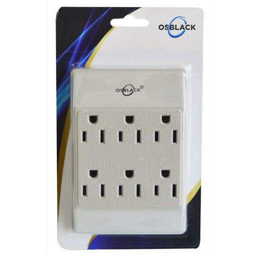 Multitoma de Pared - Toma Corriente x 6 Salidas Osblack U63 con Polo a Tierra, Ferretrónica