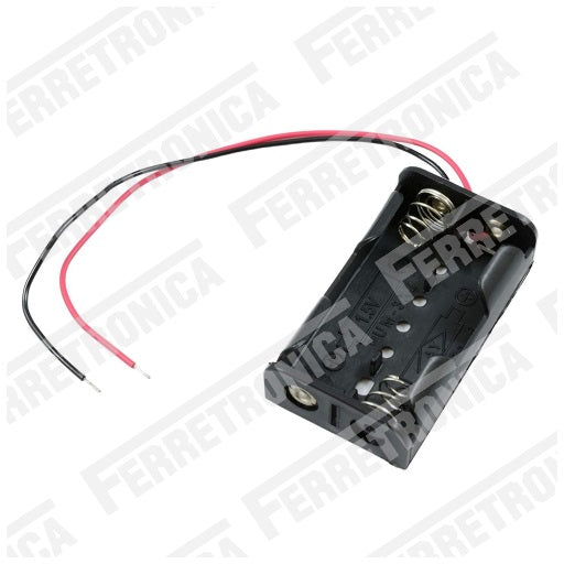 Porta Pila para 2 Baterias AA con Cable Conexion Serie Soporte para Pilas AA, Ferretrónica