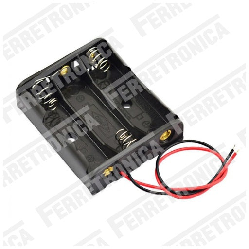Porta Pila para 3 Baterias AA con Cable Conexion Serie PortaPila AA x 3, Ferretrónica