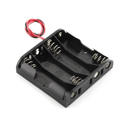 Porta Pila para 4 Baterias AAA con Cable Conexion Serie Porta pilas AAA x 4, Ferretronica