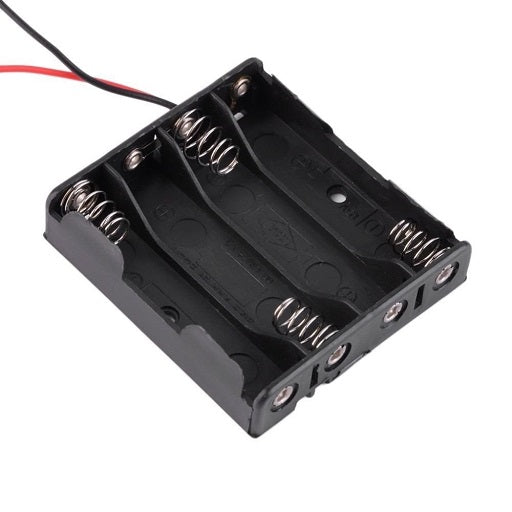 Porta Pila para 4 Baterias AA con Cable Conexion Serie PortaPila AA x 4 Plano, Ferretronica