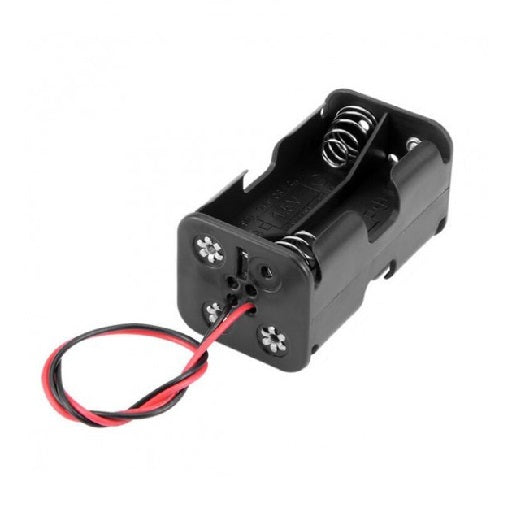 Porta Pila para 4 Baterias AA con Cable Conexion Serie PortaPila AA x 4 rectangular, Ferretronica