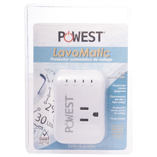 Protector de Voltaje LAVOMATIC para Lavadoras 120V - 10A para equipos de hasta 30 libras , Ferretrónica