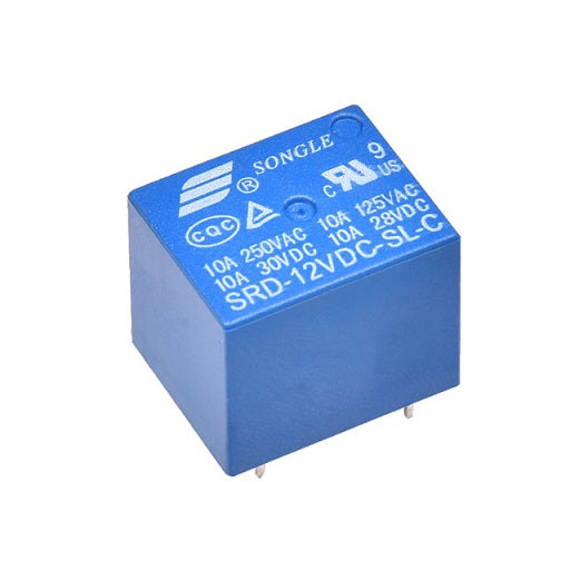 Relay azul 12V activacion de bobina Rele a 12V con capacidad de 10A, ferretronica