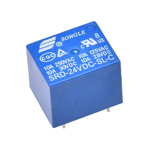 Relay azul 24V activacion de bobina Rele a 24V con capacidad de 10A, ferretronica