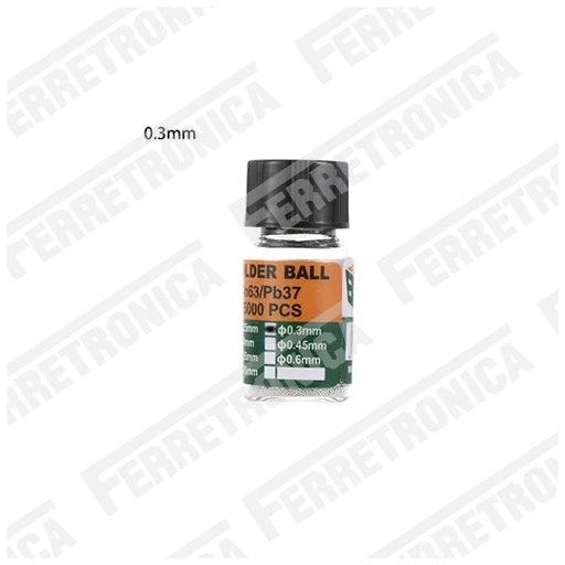 Soldadura de Estaño en Bolas - Esferas 0.3mm Sn63-Pb37 para reparacion de Circuitos impresos PCB - BGA Reballing, Ferretrónica