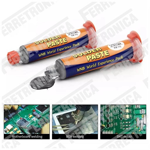 Soldadura de Estaño en Pasta 20 gr Jeringa Sn63-Pb37 Estaño 63% Plomo 37% apto en BGA Reballing, Ferretrónica