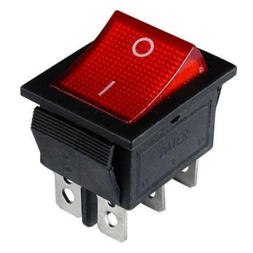 Switch Interruptor Balancin Grande Con Piloto 6P- 2P para Chasis de 6 Pines y 2 Posiciones - 2 Polos y 2 Tiros Sw Piloto, Ferretronica