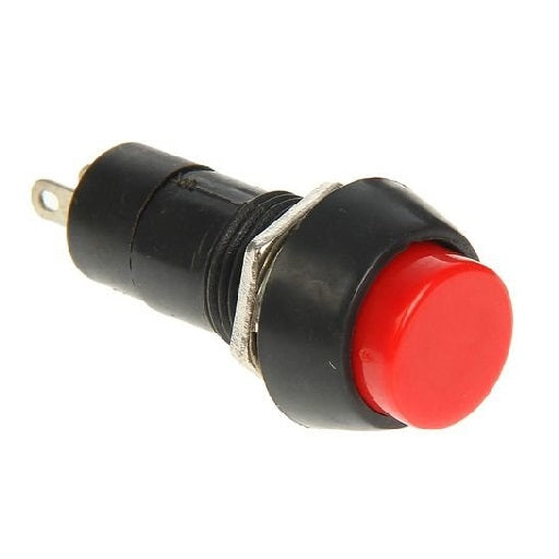 Switch Interruptor de 2 Pines Boton Rojo Redondo Tipo Pulsador, Ferretrónica