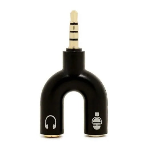 Union Splitter Audio y Microfono Stereo 3.5mm a Plug Tri Estereo 3.5mm Convertidor, Adaptador, Conversor 2 a 1 para auricular y microfono, Ferretrónica
