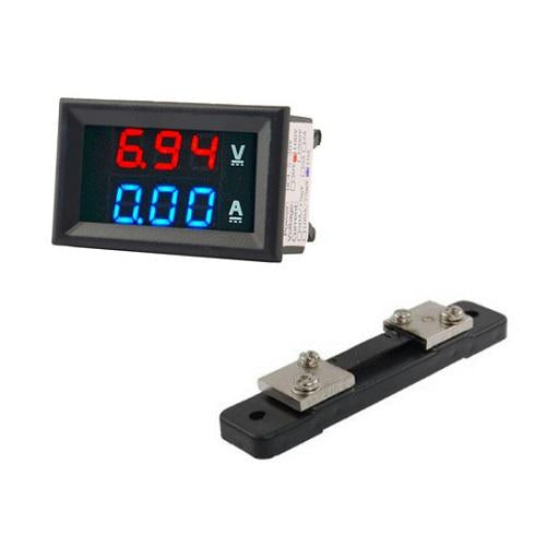 Voltimetro Amperimetro en DC (corriente continua) con capacidad 100V - 10A con resistencia shunt, ferretronica