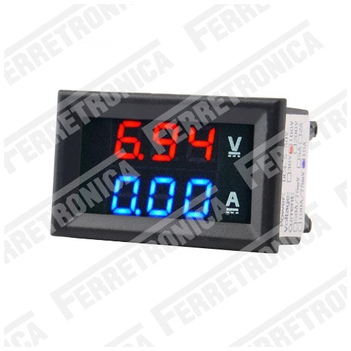 Voltimetro Amperimetro en DC (corriente continua) con capacidad 100 V - 10A, ferretrónica