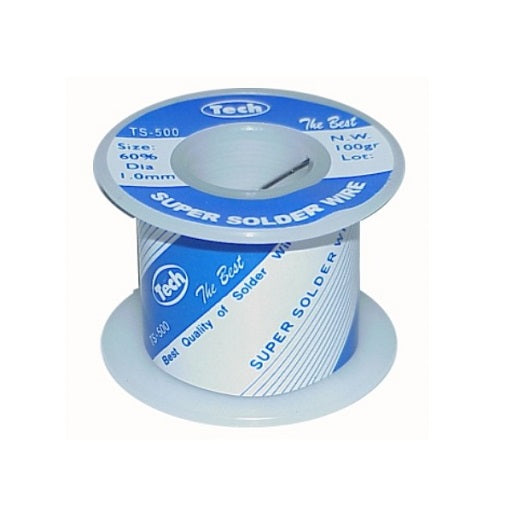carreta de soldadura de estaño tech de 100 gr, ferretrónica