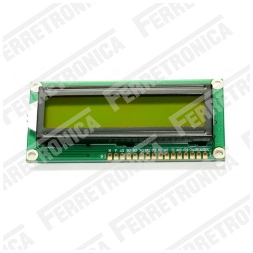 display lcd 2x16 verde con retroiluminacion, ferretrónica