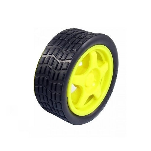 llanta para motorreductor amarillo con torque de 1Kg a 200 RPM con 5V de alimentación, robotica, Ferretronica