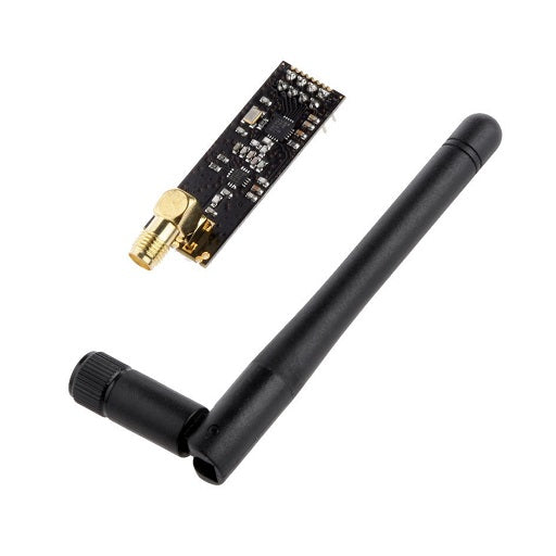 modulo de comunicacion inalambrica por radio frecuencia de 2.4 GHz nrf24l01 + pa + lna con antena sma alcance 1000 metros, ferretronica