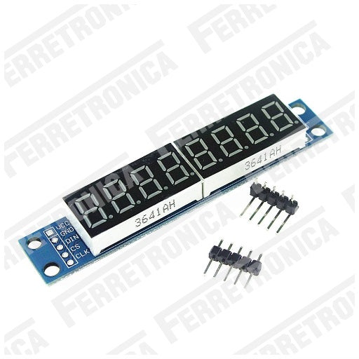 modulo display de 7 segmentos con 8 digitos basado en max7219, ferretrónica