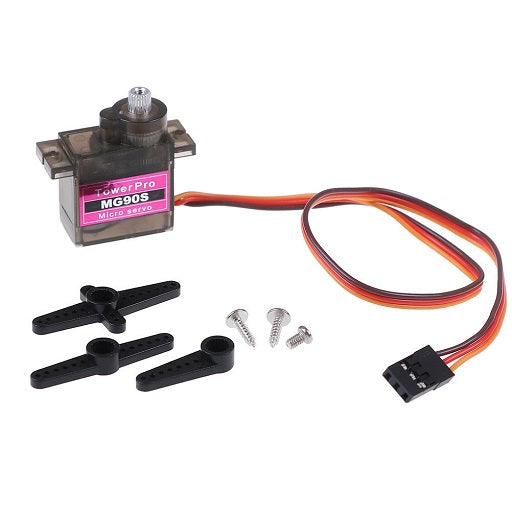 servomotor piñoneria metalica mg90s, ferretronica